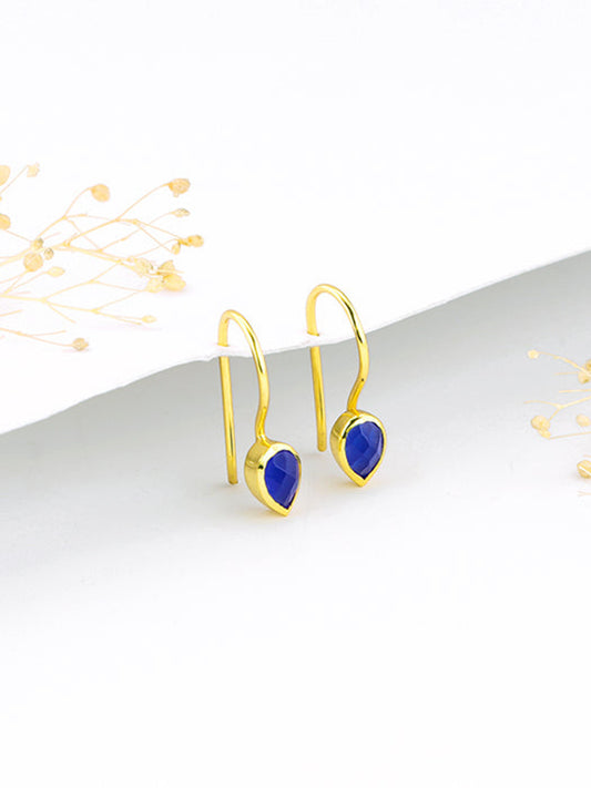 Golden Indigo Teardrop Earrings