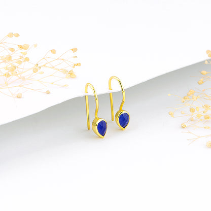 Golden Indigo Teardrop Earrings