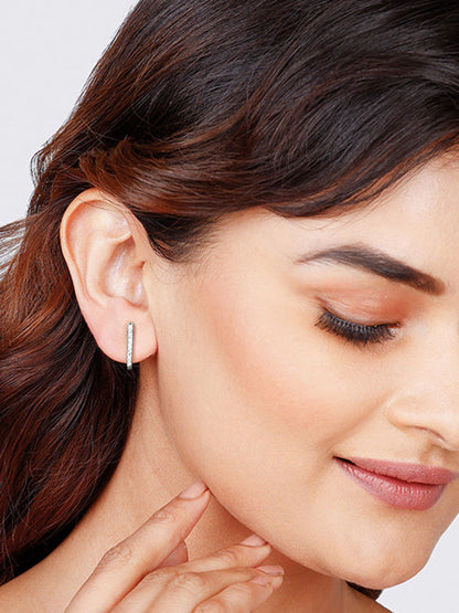 Silver Jazzy Semi-Hoop Earrings