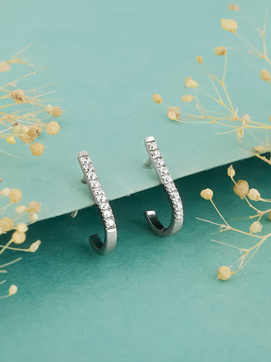 Silver Jazzy Semi-Hoop Earrings