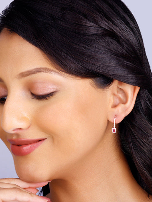 Rose Gold Fuchsia Earrings