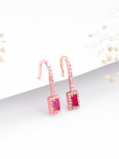 Rose Gold Fuchsia Earrings