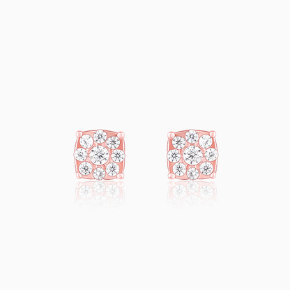 Rose Gold Square Zircon Earrings