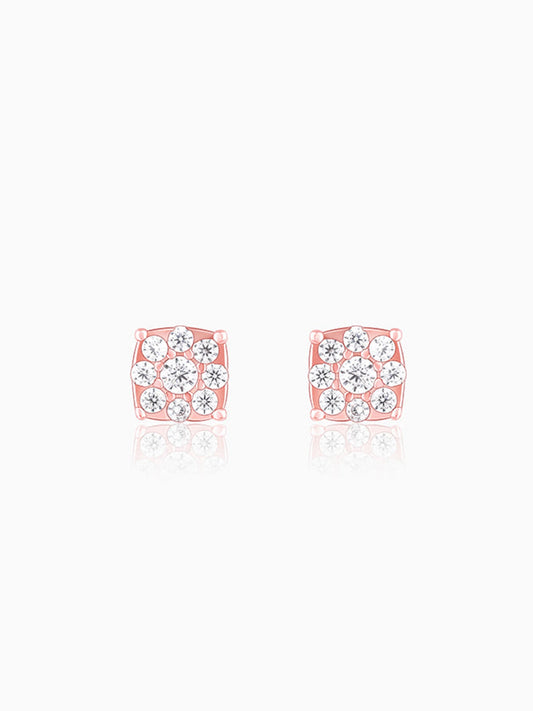 Rose Gold Square Zircon Earrings