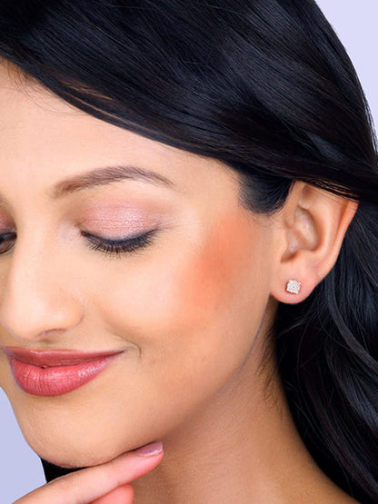 Rose Gold Square Zircon Earrings