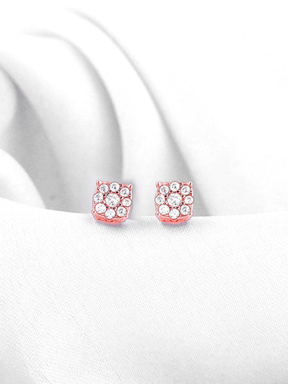 Rose Gold Square Zircon Earrings