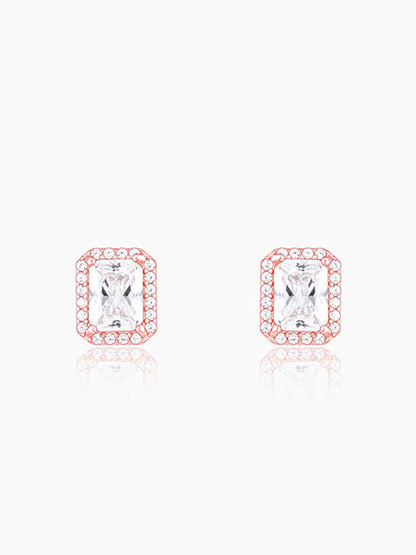 Rose Gold Zircon Heartfelt Shine Earrings