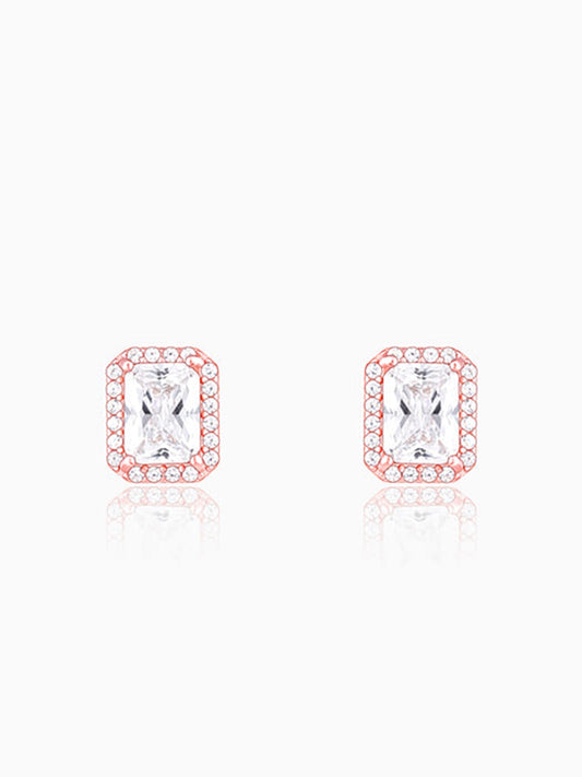 Rose Gold Zircon Heartfelt Shine Earrings
