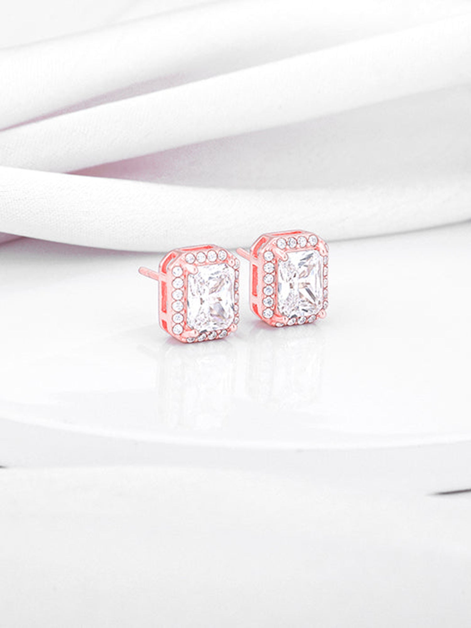 Rose Gold Zircon Heartfelt Shine Earrings