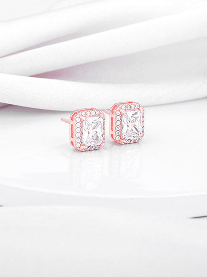 Rose Gold Zircon Heartfelt Shine Earrings