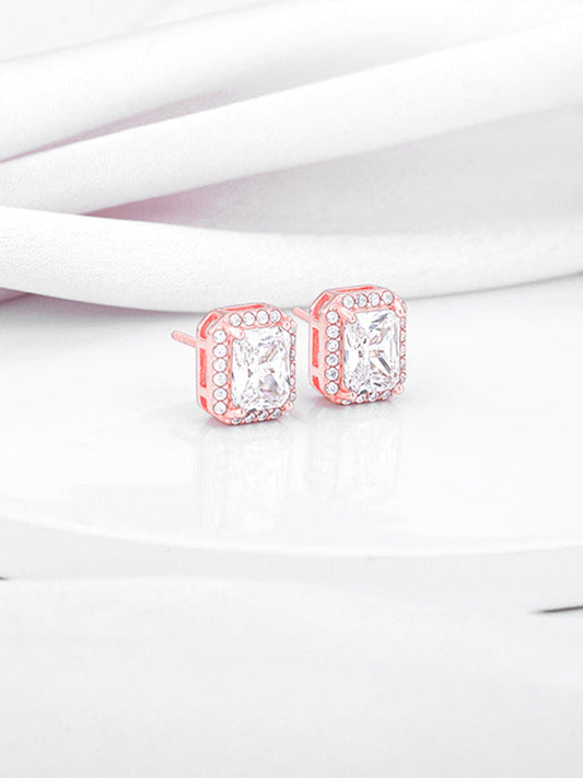 Rose Gold Zircon Heartfelt Shine Earrings