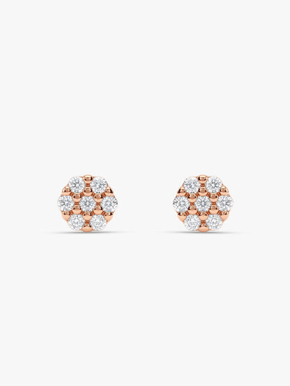 Rose Gold Zircon Floral Shine Earrings