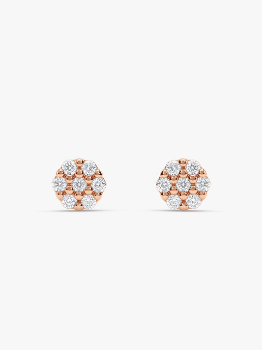 Rose Gold Zircon Floral Shine Earrings
