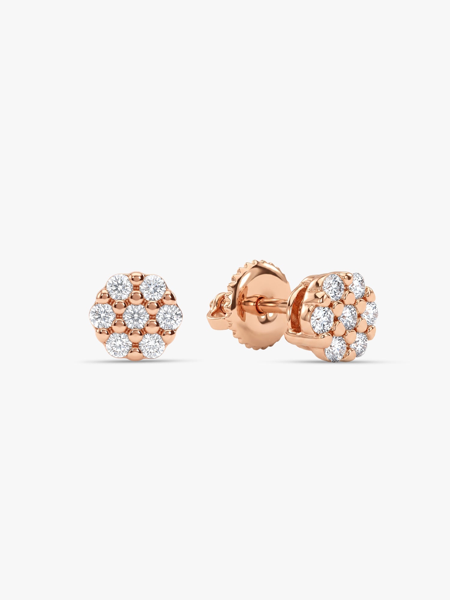 Rose Gold Zircon Floral Shine Earrings
