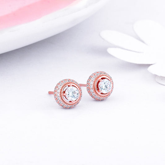 Rose Gold Solitaire Sparkle Earrings