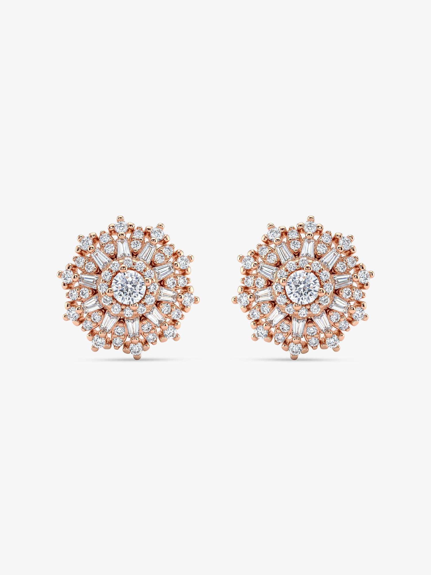 Rose Gold Floral Work Earrings