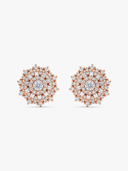 Rose Gold Floral Work Earrings