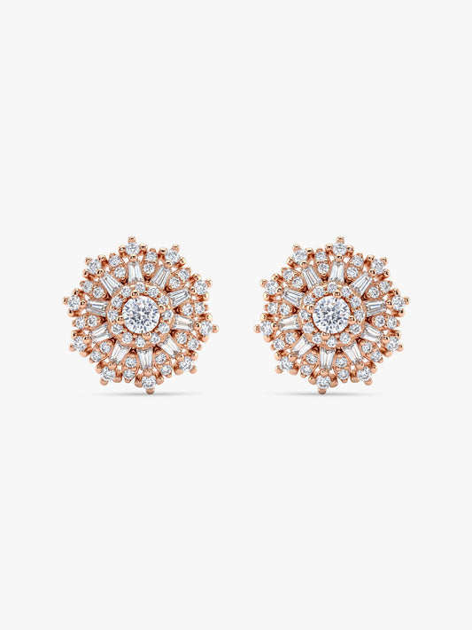 Rose Gold Floral Work Earrings