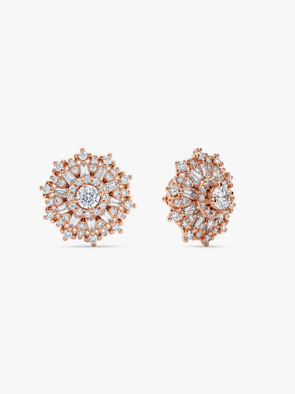 Rose Gold Floral Work Earrings
