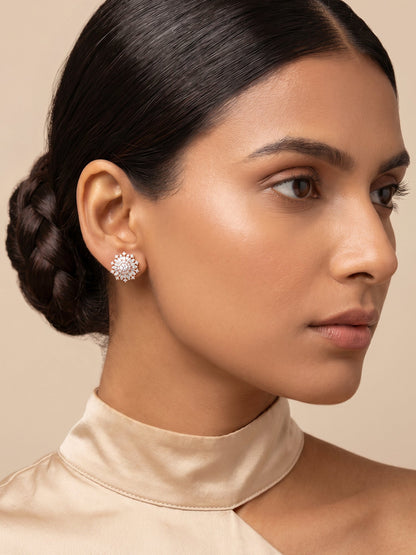 Rose Gold Floral Work Earrings