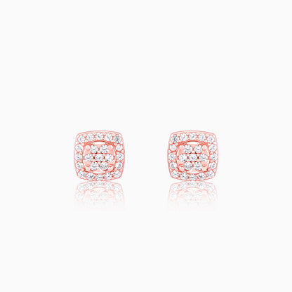 Rose Gold Zirconia Square Earrings