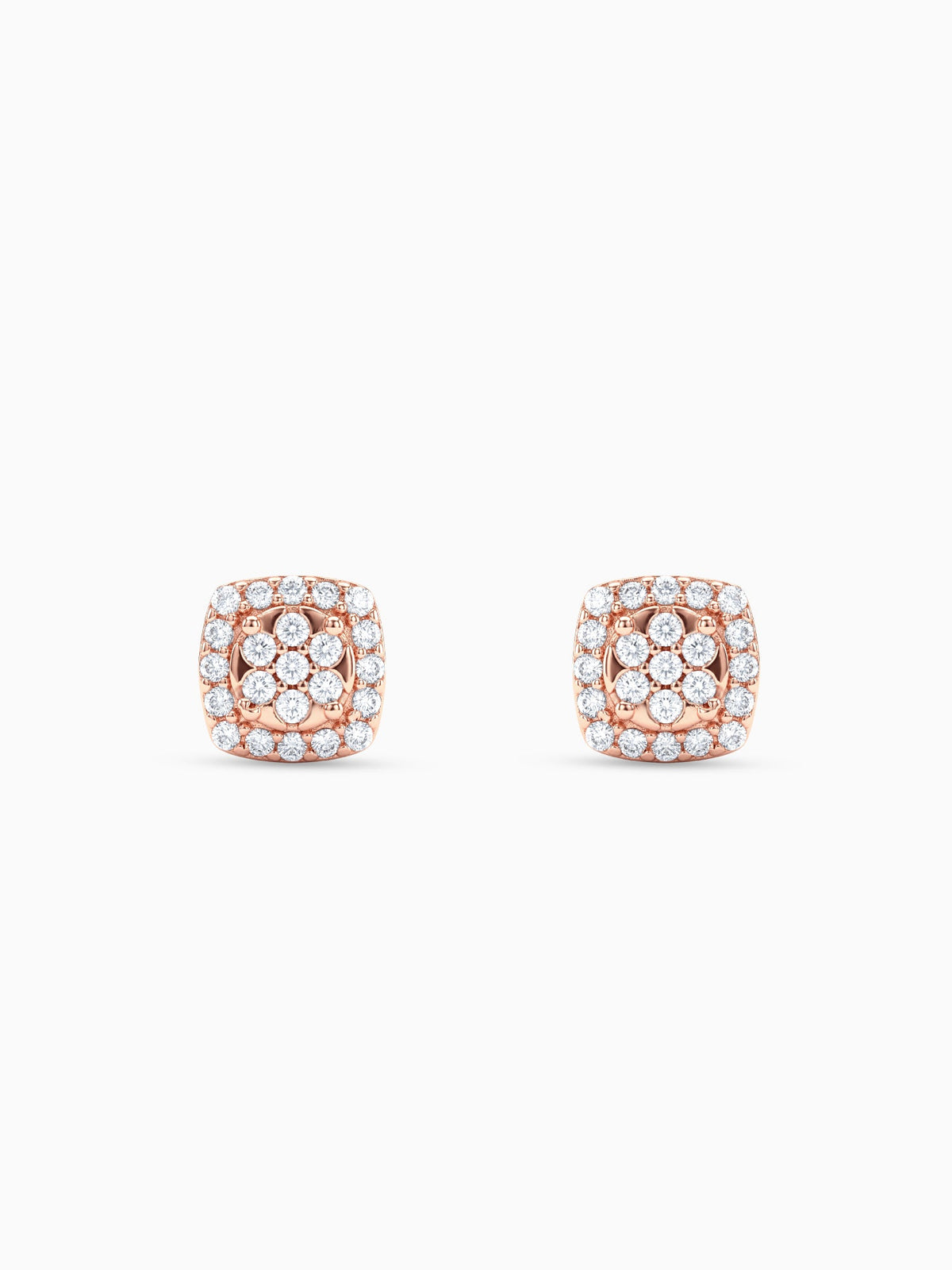Rose Gold Zirconia Square Earrings
