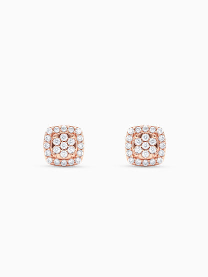 Rose Gold Zirconia Square Earrings