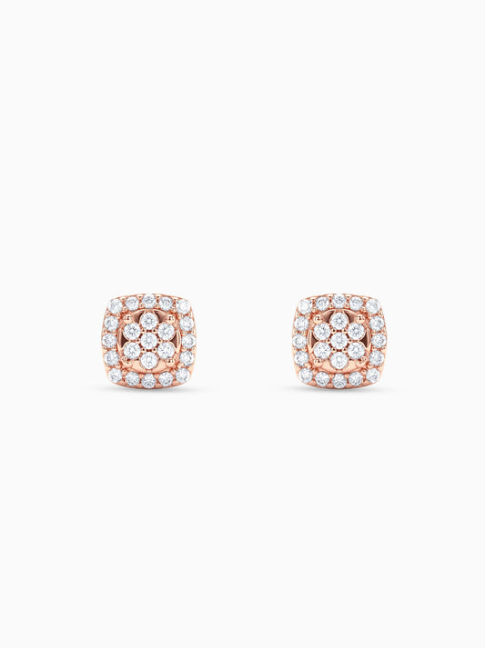 Rose Gold Zirconia Square Earrings