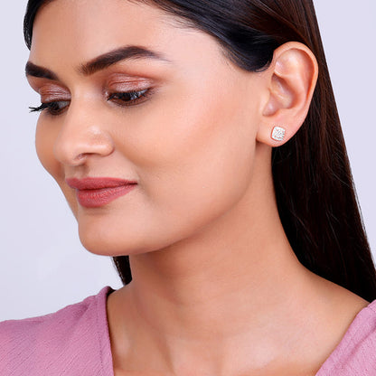 Rose Gold Zirconia Square Earrings