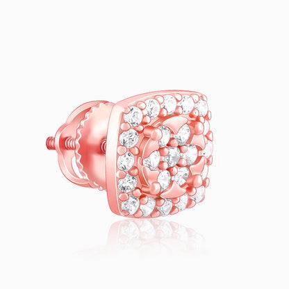 Rose Gold Zirconia Square Earrings