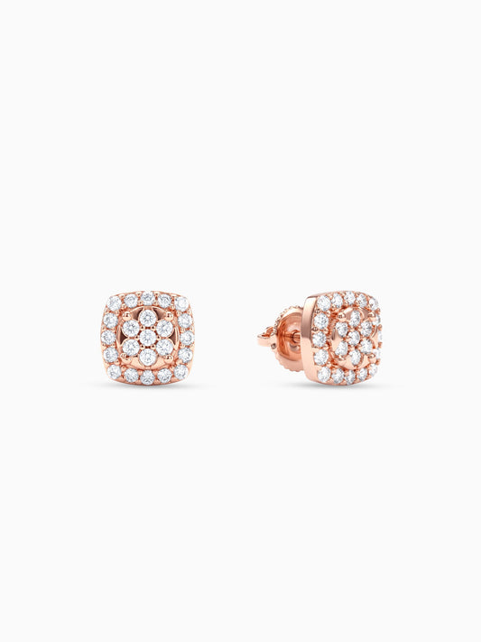Rose Gold Zirconia Square Earrings