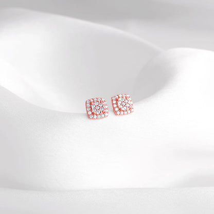 Rose Gold Zirconia Square Earrings