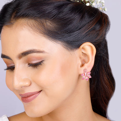 Rose Gold Rani Ebony Convertible Earrings