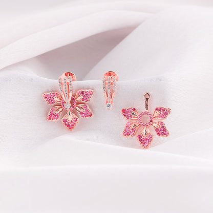 Rose Gold Rani Ebony Convertible Earrings