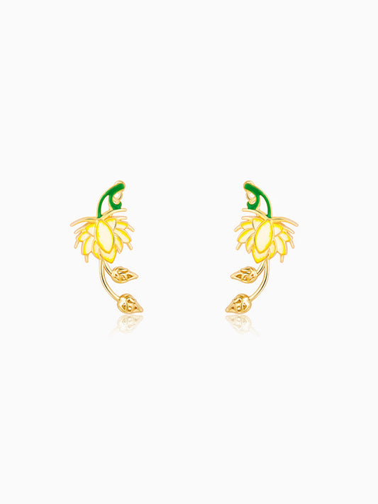 Golden Bewitching Brahma Kamal Convertible Earrings