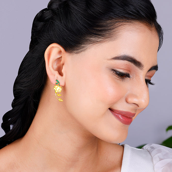 Golden Bewitching Brahma Kamal Convertible Earrings