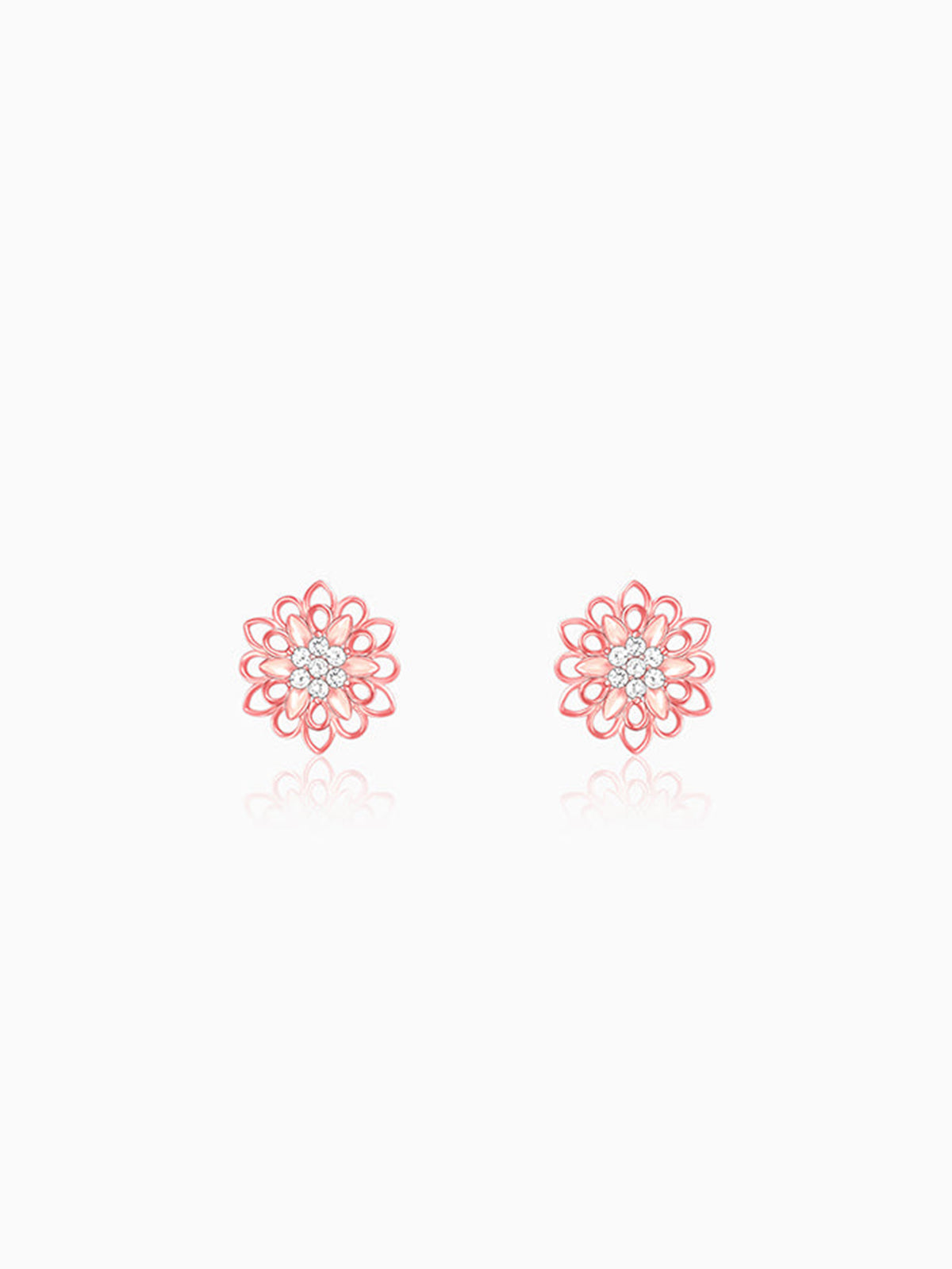 Rose Gold Blooming Flower Stud Earrings