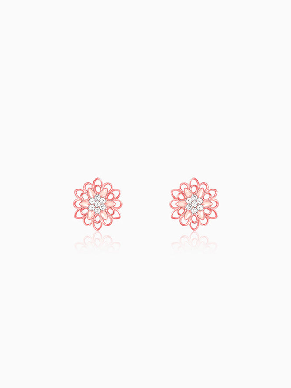 Rose Gold Blooming Flower Stud Earrings