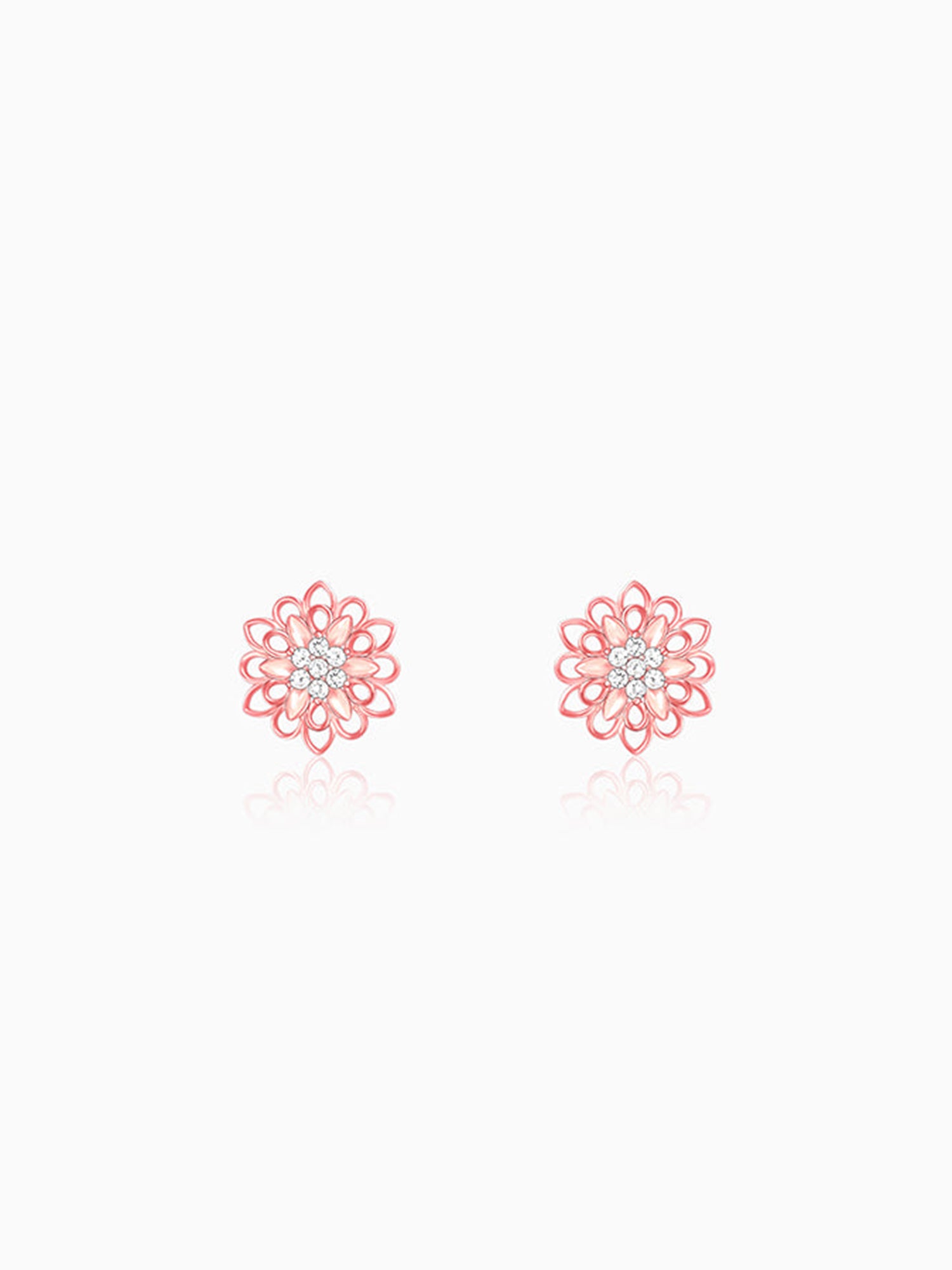 Rose Gold Blooming Flower Stud Earrings