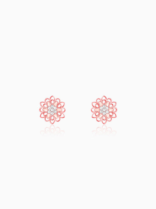 Rose Gold Blooming Flower Stud Earrings