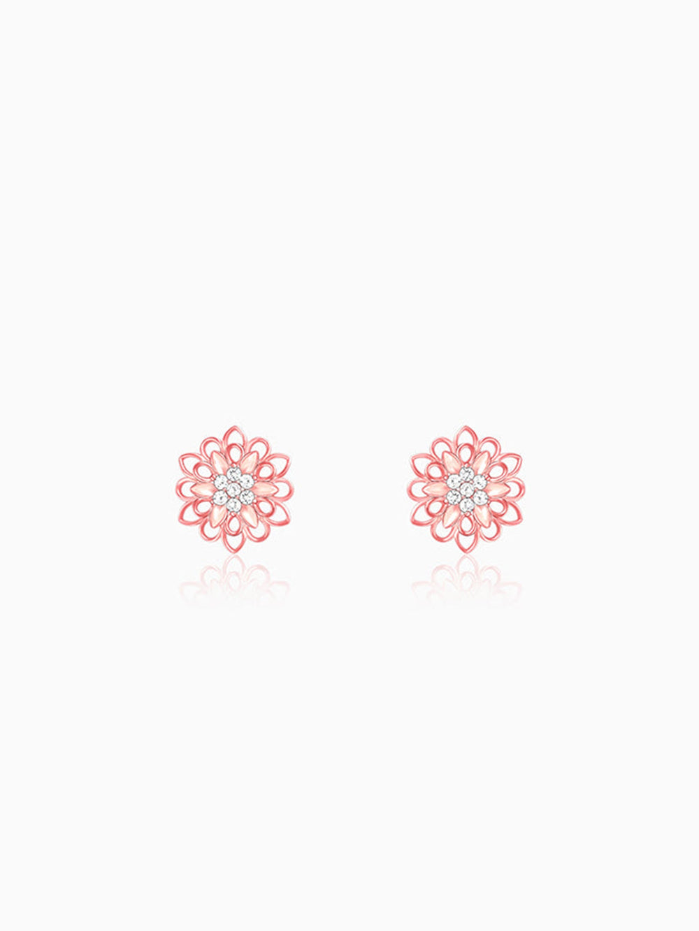 Rose Gold Blooming Flower Stud Earrings