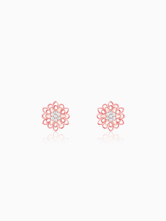 Rose Gold Blooming Flower Stud Earrings