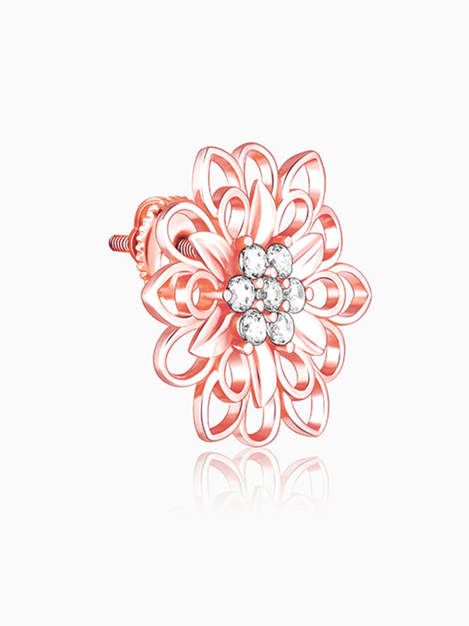 Rose Gold Blooming Flower Stud Earrings