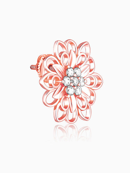 Rose Gold Blooming Flower Stud Earrings