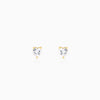 Golden Solitaire Heart Studs