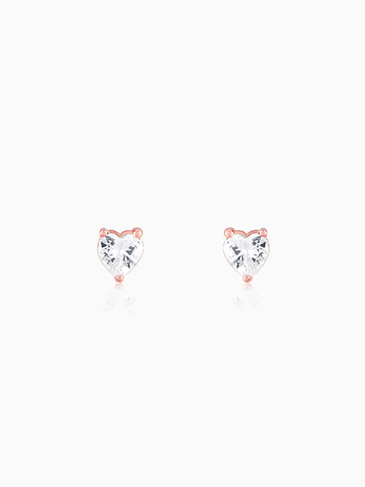 Rose Gold Solitaire Heart Studs