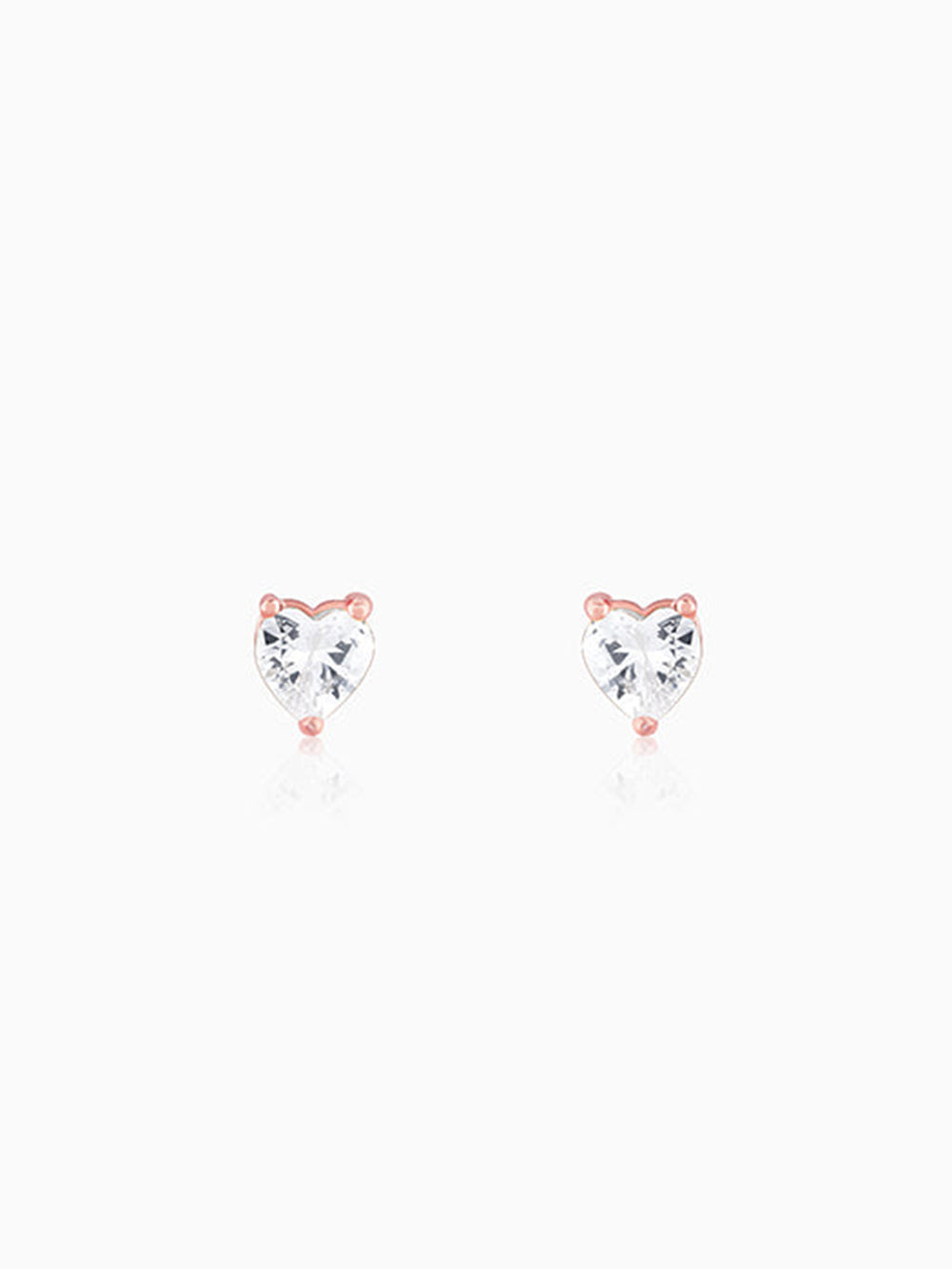 Rose Gold Solitaire Heart Studs
