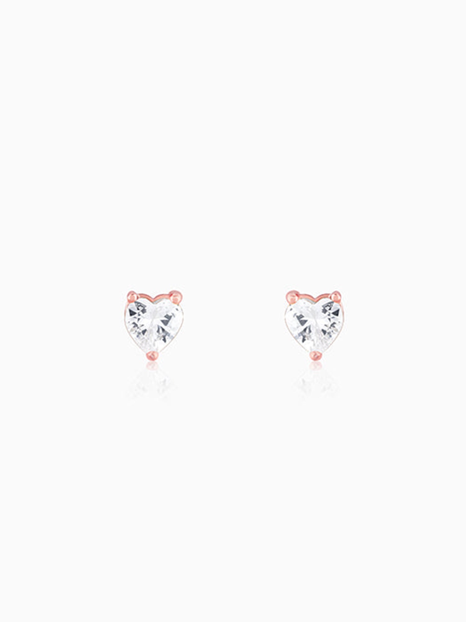 Rose Gold Solitaire Heart Studs