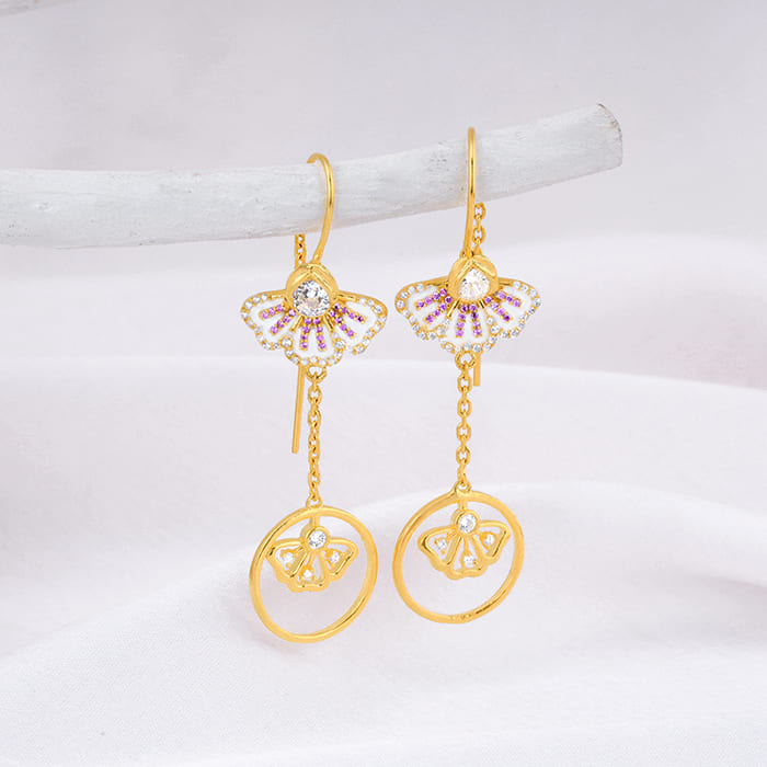 Set of 2 Gold Plated Contemporary Hoop and Dangler sui dhaga earrings –  Silvermerc Designs