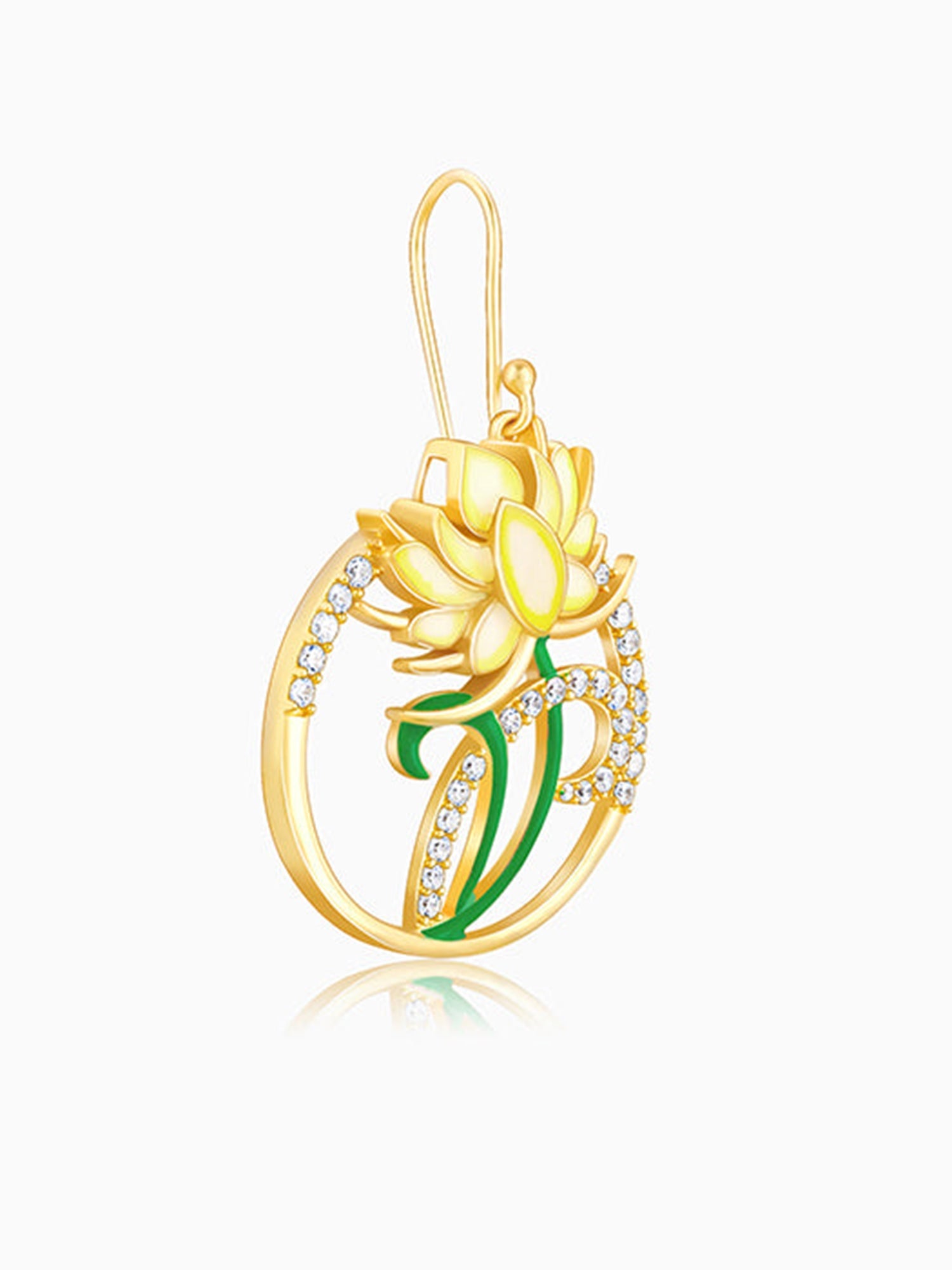 Golden Brilliant Brahma Kamal Earrings